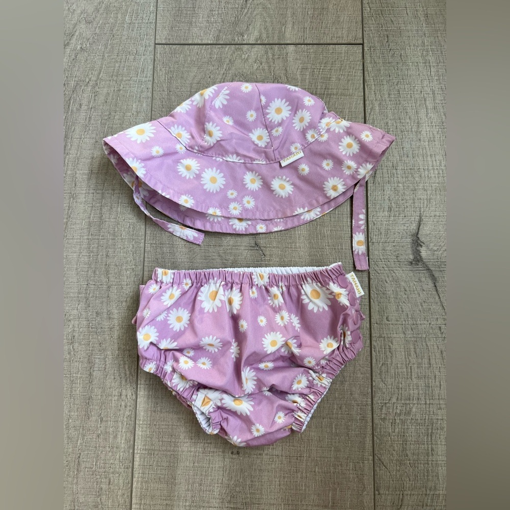 Tahari Lavender Daisy Kids Hat and Bloomers Set 12 months